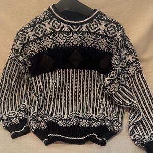 Vintage Impact  Black and White Crewneck Sweater